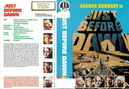 JUST BEFORE DAWN (vhs-omslag)
