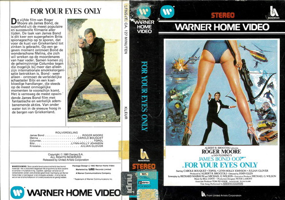 JAMES BOND 007: FOR YOUR EYES ONLY (vhs-omslag)
