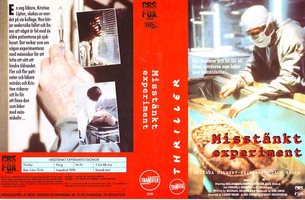 MISSTÄNKT EXPERIMENT (vhs-omslag)