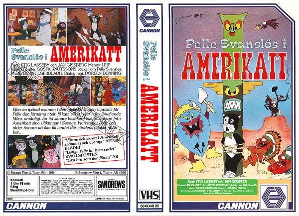 PELLE SVANSLÖS I AMERIKATT (vhs omslag)