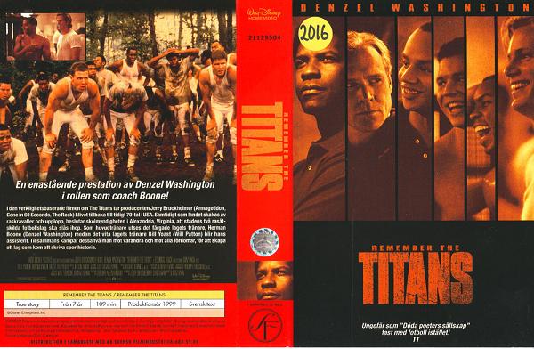 REMEMBER THE TITANS (vhs-omslag)