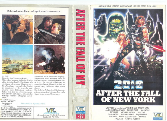 AFTER THE FALL OF NEW YORK (vhs-omslag) skyltex