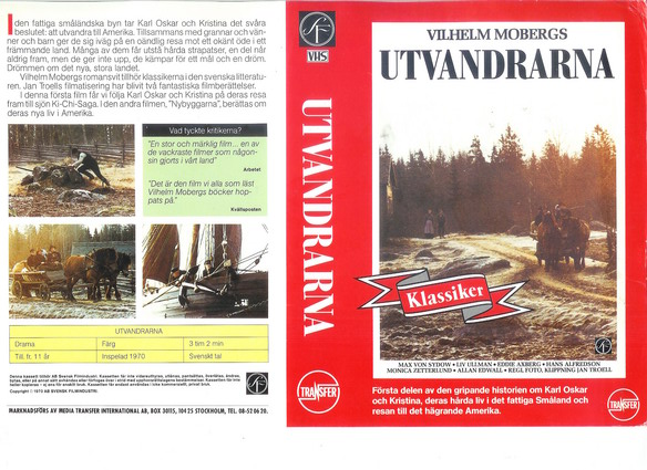 UTVANDRARNA (vhs-omslag)
