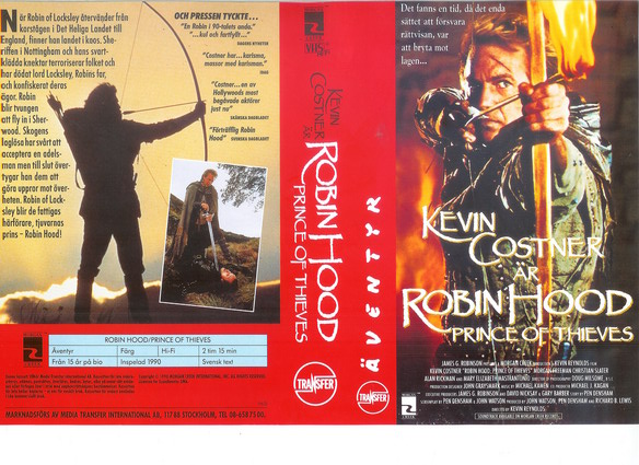 ROBIN HOOD - PRINCE OF THIEVES (vhs-omslag)