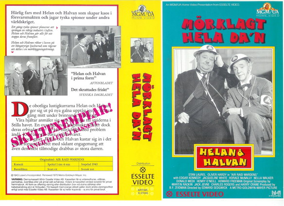 27045 MÖRKLAGT HELA DA'N (HELAN & HALVAN ) (VHS)