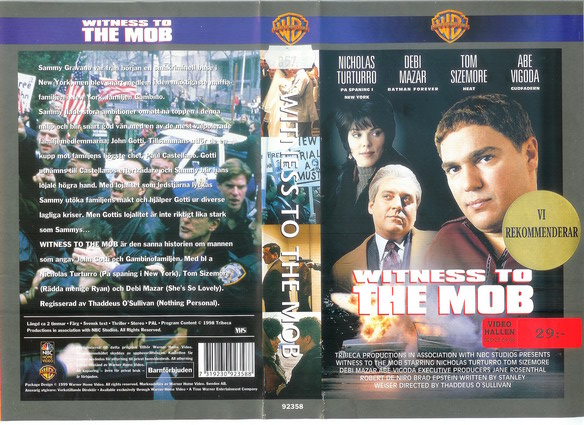 WITNESS TO THE MOB (vhs-omslag)
