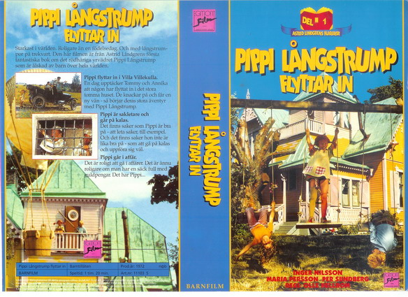PIPPI LÅNGSTRUMP DEL 1 FLYTTAR IN I VILLA VILLEKULLA (Vhs-Omslag