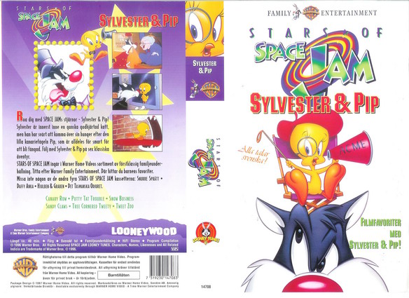 STARS OF SPACE JAM - SYLVESTER & PIP (vhs-omslag)