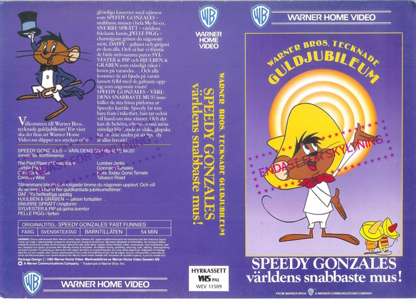 SPEEDY GONZALES VÄRLDENS SNABBASTE MUS (vhs-omslag)
