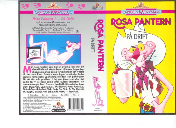 ROSA PANTERN 1 PÅ DRIFT (vhs-omslag)