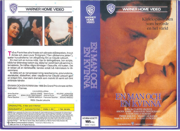 EN MAN OCH EN KVINNA (vhs-omslag)