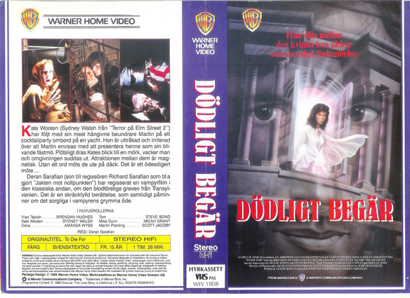 DÖDLIGT BEGÄR (vhs-omslag)