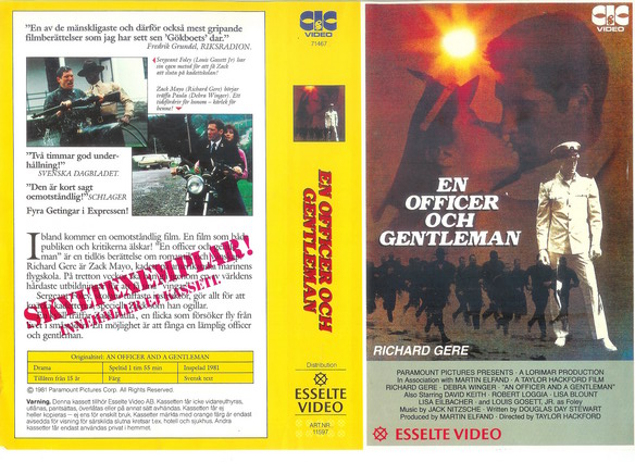 EN OFFICER OCH GENTLEMAN (Vhs-Omslag)