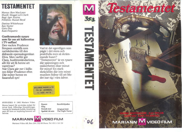 M 98 TESTAMENTET  (VHS)