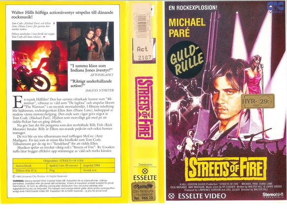 STREETS OF FIRE (Vhs-Omslag)