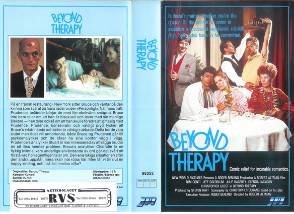 BEYOND THERAPY (Vhs-Omslag)