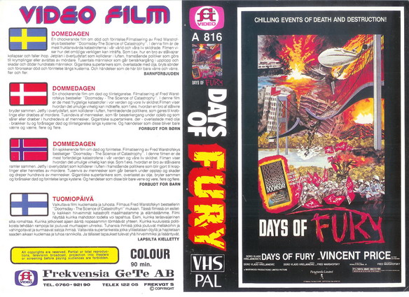 A816 Domedagen (days of fury) (vhs)