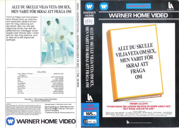 ALLT DU SKULLE VILJA VETA OM SEX.... (VHS) OMSLAG