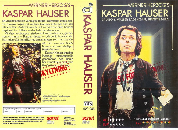 KASPAR HAUSER(vhs-omslag)