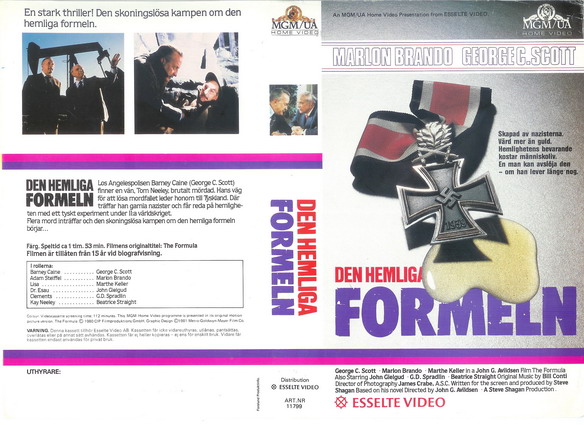 Den hemliga formeln (Vhs-Omslag)skyltex