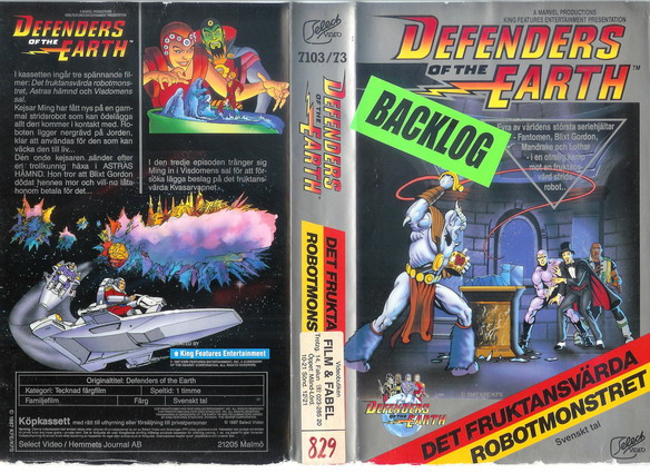 DEFENDERS OF THE EARTH-DET FRUKTANSVÄRDA ROBOTMONSTRE (Vhs-Omsla