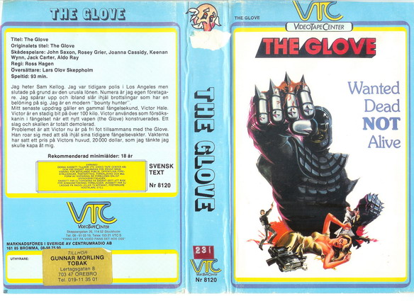 GLOVE  - skyltexemplar (Vhs-omslag)