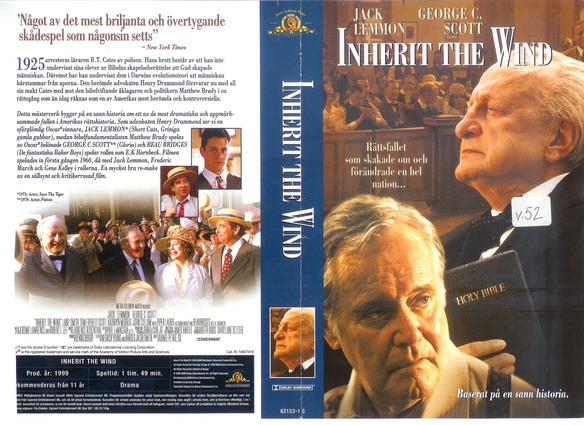 INHERIT THE WIND (Vhs-Omslag)