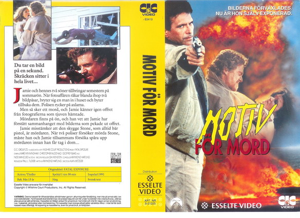 MOTIV FÖR MORD-BRINNANDE FRAMSIDA (Vhs-Omslag)