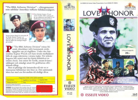 LOVE AND HONOR (Vhs-Omslag)