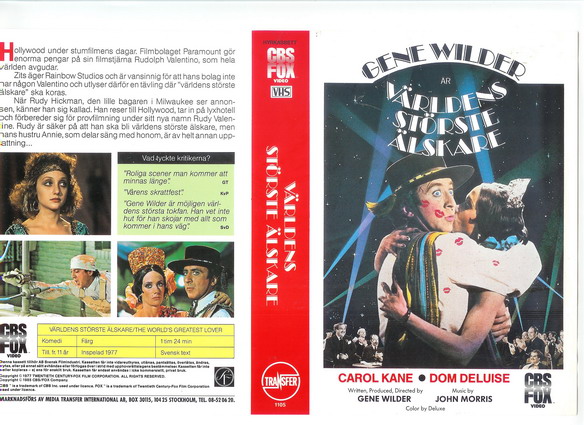 VÄRLDENS STÖRSTE ÄLSKARE (vhs-omslag)