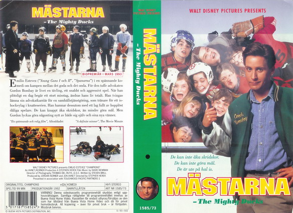 MIGHTY DUCKS-MÄSTARNA 1 (Vhs-Omslag)