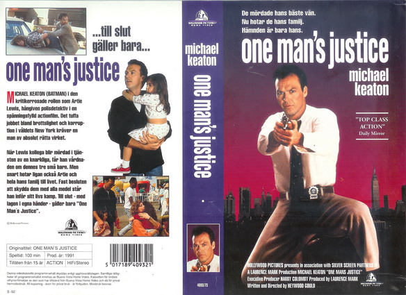 ONE MAN'S JUSTICE (Vhs-Omslag)