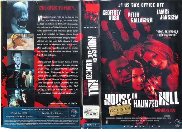 HOUSE ON HAUNTED HILL (Vhs-Omslag)