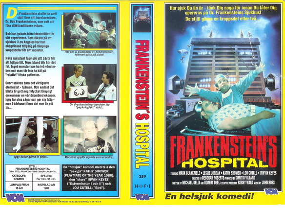 FRANKENSTEIN'S HOSPITAL  (Vhs omslag)