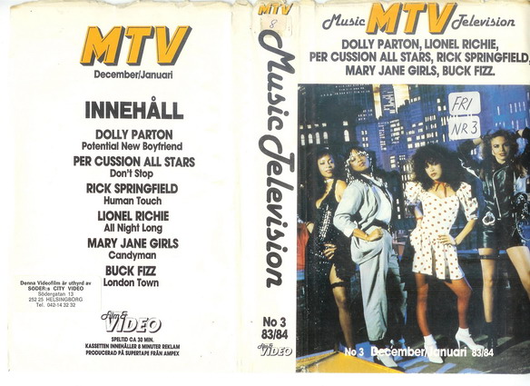 MTV NO 3 83/84(Vhs-Omslag)