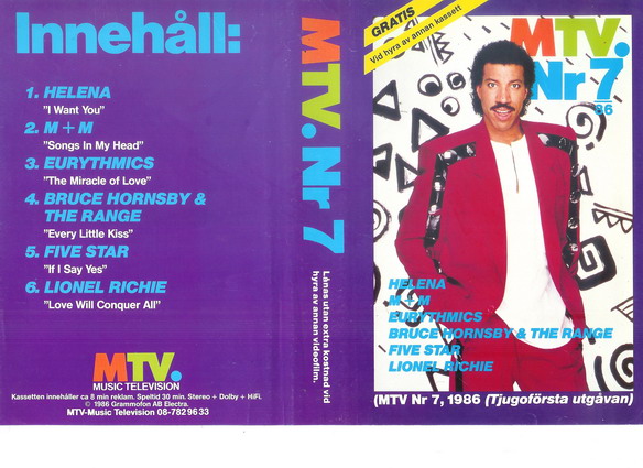 MTV NR 7 1986(Vhs-Omslag)