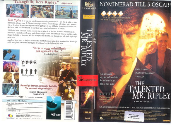 TALENTED MR. RIPLEY (vhs-omslag)