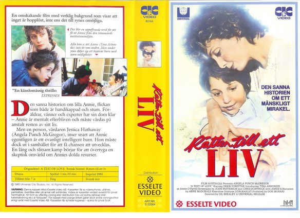 RÄTTEN TILL ETT LIV (Vhs-Omslag)