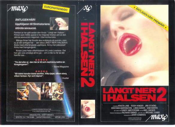 LÅNGT NER I HALSEN 2 (VHS Omslag)