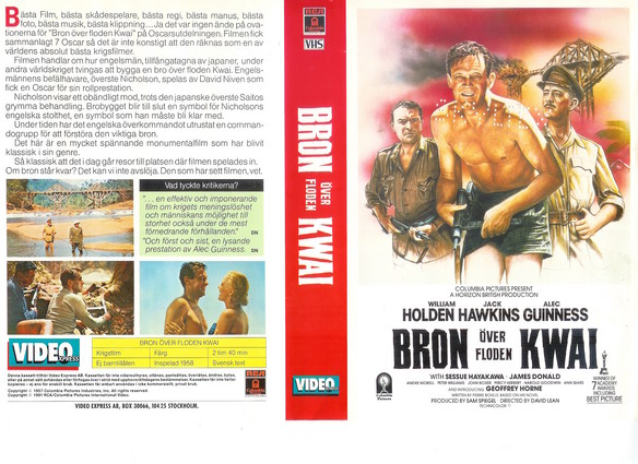 BRON ÖVER FLODEN KWAI (vhs-omslag)