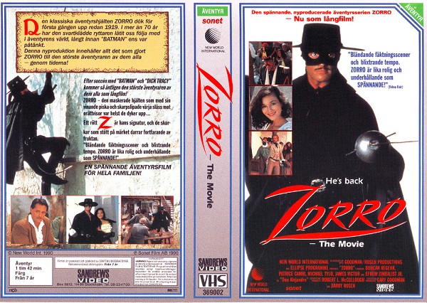 ZORRO-THE MOVIE  (vhs-omslag)